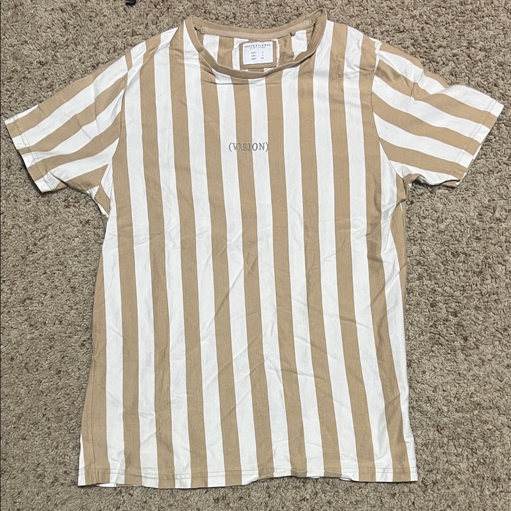Denim & Flower Tan and White Striped Tee